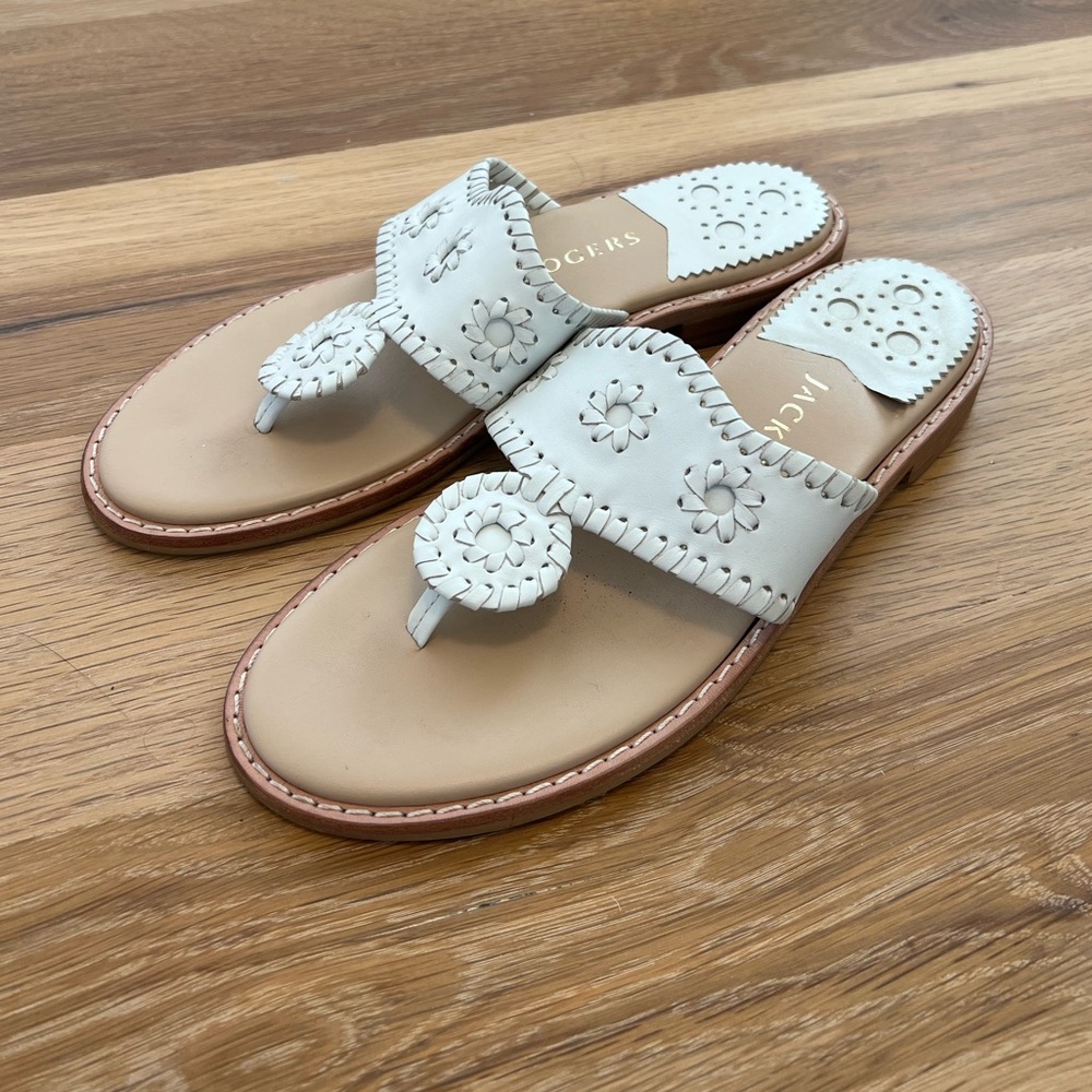 Jack Rogers Sz 7 White Leather Sandals